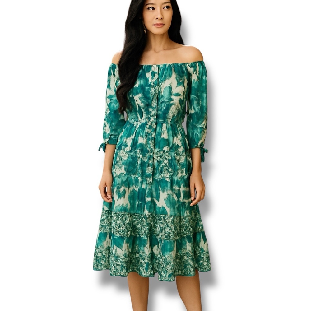 Figueroa & Flower Women’s Off-the-Shoulder Floral Midi Sundress Cami Lining XL